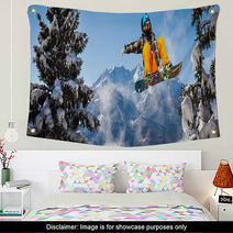 Snowboarder In The Trees Wall Art 48488672