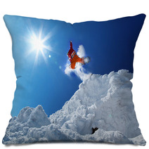 Snowboarder Jumping Against Blue Sky Pillows 48924842