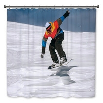 Snowboarder Jumping Bath Decor 66564154