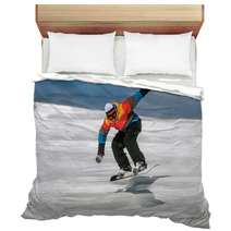 Snowboarder Jumping Bedding 66564154