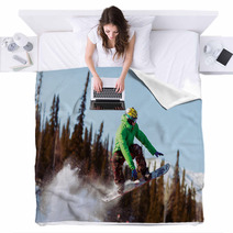 Snowboarder Jumping Blankets 66564087