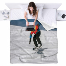 Snowboarder Jumping Blankets 66564154