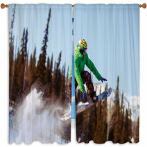 Snowboarder Jumping Window Curtains 66564087