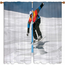 Snowboarder Jumping Window Curtains 66564154