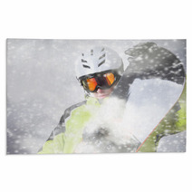 Snowboarder Portrait Rugs 61935521
