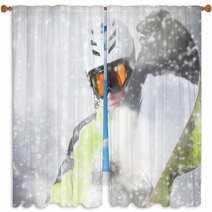 Snowboarder Portrait Window Curtains 61935521