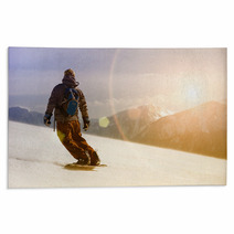 Snowboarding In Sun Shine Rugs 60262586