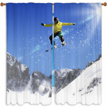 Snowboarding Window Curtains 63348572