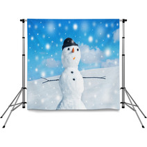 Snowman And Snowstorm Backdrops 57900644