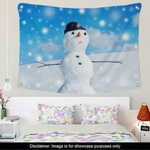 Snowman And Snowstorm Wall Art 57900644