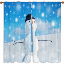 Snowman And Snowstorm Window Curtains 57900644