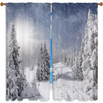 Snowstorm In The Mountains Window Curtains 57792336