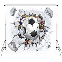 Soccer Ball And Old Plaster Wall Damage Vector Illustration Backdrops 43764565