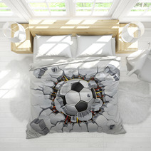 Soccer Ball And Old Plaster Wall Damage Vector Illustration Bedding 43764565