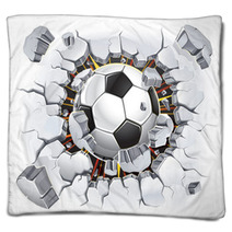 Soccer Ball And Old Plaster Wall Damage Vector Illustration Blankets 43764565