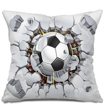 Soccer Ball And Old Plaster Wall Damage Vector Illustration Pillows 43764565