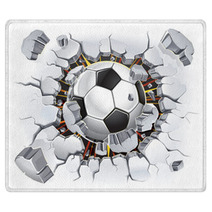 Soccer Ball And Old Plaster Wall Damage Vector Illustration Rugs 43764565