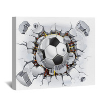 Soccer Ball And Old Plaster Wall Damage Vector Illustration Wall Art 43764565