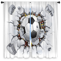 Soccer Ball And Old Plaster Wall Damage Vector Illustration Window Curtains 43764565