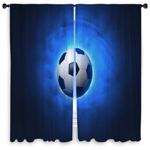 Soccer Ball Blue Background Window Curtains 66072512
