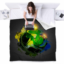 Soccer Ball Explosion Black Blankets 60286146