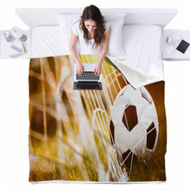Soccer Ball In Goal Blankets 116250654