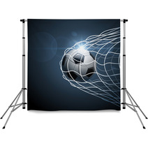 Soccer Ball In Goal. Vector Backdrops 65813127
