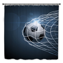 Soccer Ball In Goal. Vector Bath Decor 65813127