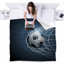 Soccer Ball In Goal. Vector Blankets 65813127
