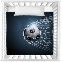 Soccer Ball In Goal. Vector Nursery Decor 65813127