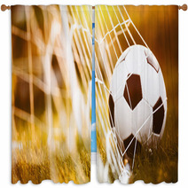 Soccer Ball In Goal Window Curtains 116250654