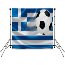 Soccer Ball Leaps Out Of Greece's Flag Backdrops 63725330