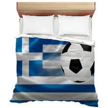 Soccer Ball Leaps Out Of Greece's Flag Bedding 63725330