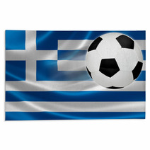 Soccer Ball Leaps Out Of Greece's Flag Rugs 63725330
