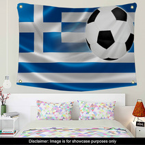 Soccer Ball Leaps Out Of Greece's Flag Wall Art 63725330