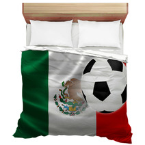 Soccer Ball Leaps Out Of Mexico's Flag Bedding 63689077