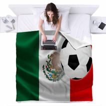 Soccer Ball Leaps Out Of Mexico's Flag Blankets 63689077
