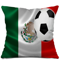 Soccer Ball Leaps Out Of Mexico's Flag Pillows 63689077