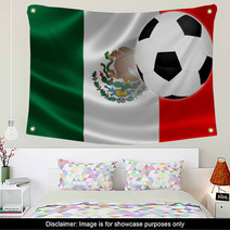 Soccer Ball Leaps Out Of Mexico's Flag Wall Art 63689077