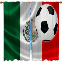 Soccer Ball Leaps Out Of Mexico's Flag Window Curtains 63689077