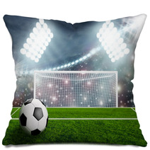 Soccer Ball On Green Stadium Arena Pillows 65694932