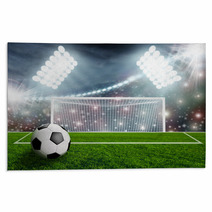 Soccer Ball On Green Stadium Arena Rugs 65694932