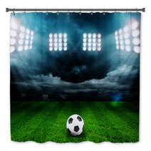 Soccer Ball On The Field Of Stadium With Light Bath Decor 67520648