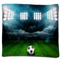 Soccer Ball On The Field Of Stadium With Light Blankets 67520648