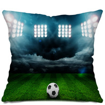 Soccer Ball On The Field Of Stadium With Light Pillows 67520648
