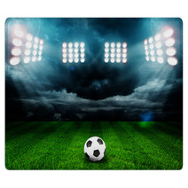 Soccer Ball On The Field Of Stadium With Light Rugs 67520648