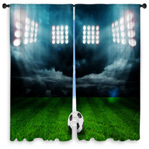 Soccer Ball On The Field Of Stadium With Light Window Curtains 67520648