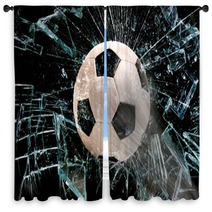 Soccer Ball Through Glass Window Curtains 75565566
