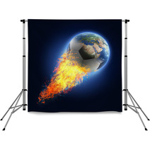 Soccer Ball Transforming Into Earth On Black Background Backdrops 64956220