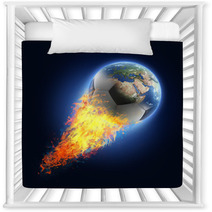 Soccer Ball Transforming Into Earth On Black Background Nursery Decor 64956220